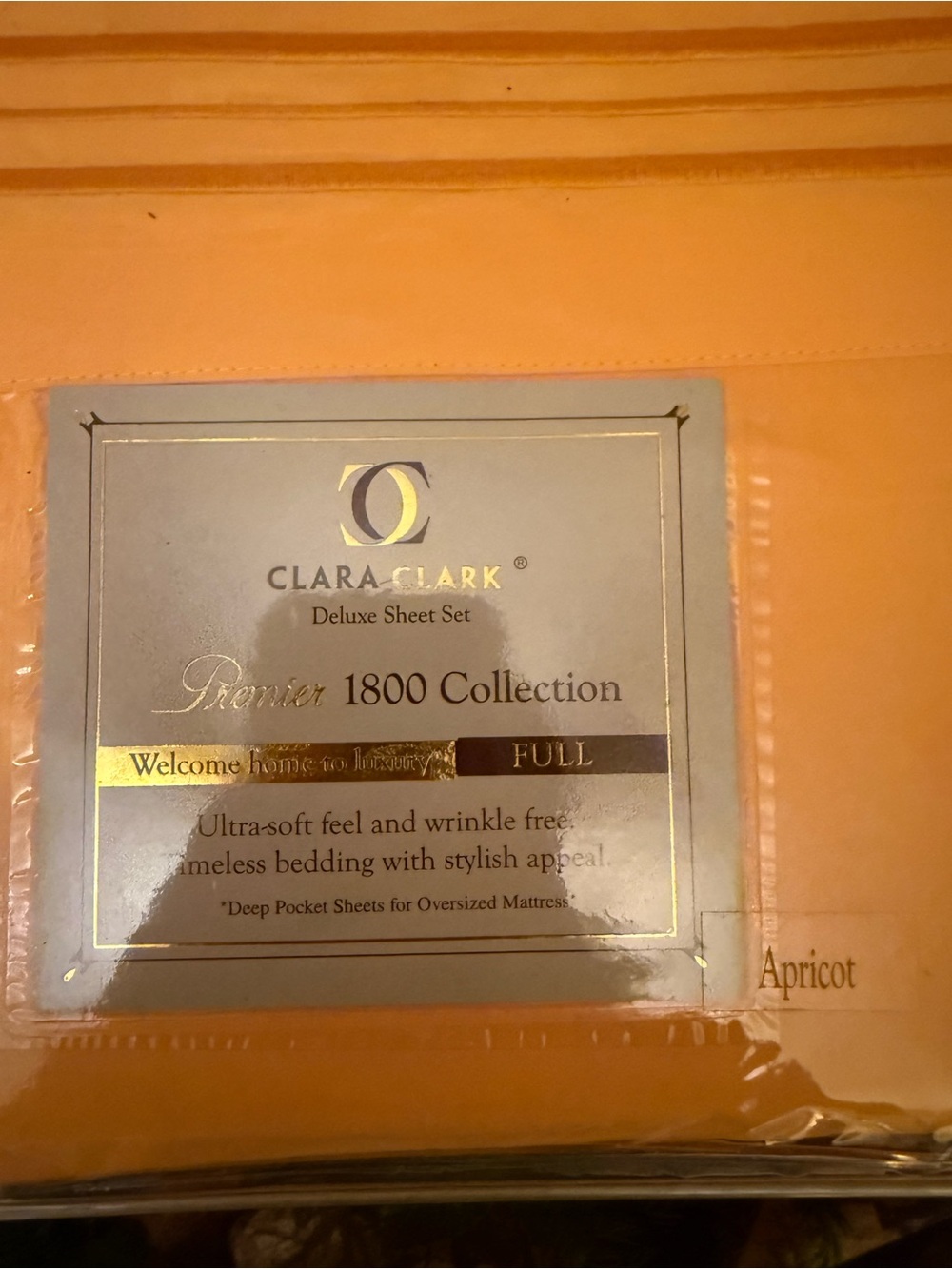 Clara Clark Apricot Full Sheet Set - 1800 Collection - Picture 2 of 4